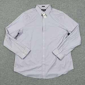 Express Dress Shirt Mens XL 17-17.5 Purple Slim Performance Stretch City FLAWS